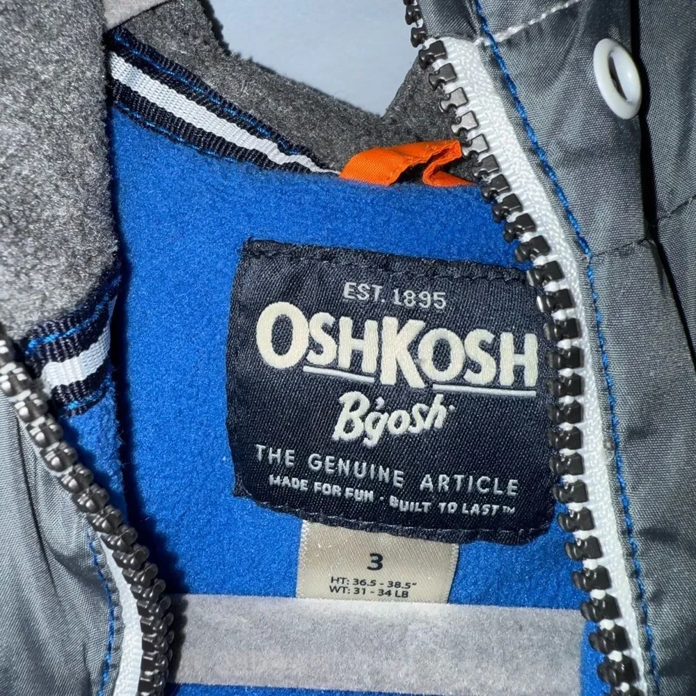 Oshkosh Toddler Orange Color block Hooded Coat Size 3 EUC